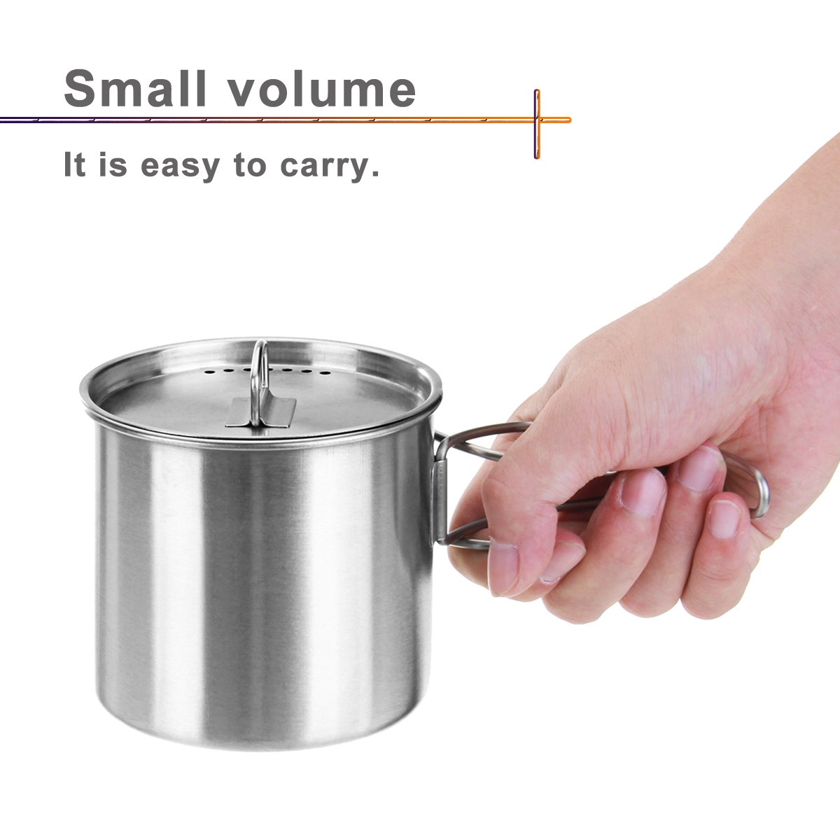 Stainless Steel 304 Camping Mug with Handle, Foldable