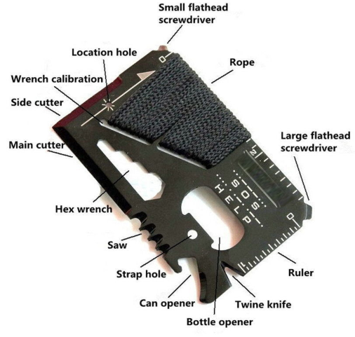 Swiss Army Card, Multi-Functional Camping Tool (14 Functions)